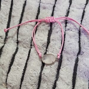 Pink Cord Bracelet with Oval Quartz Stone